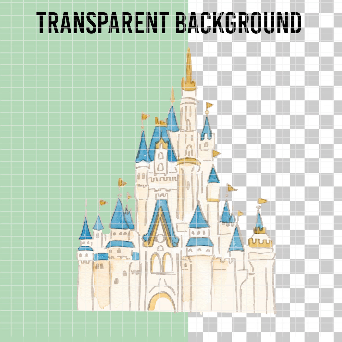 COD7344 - Disney Castle PNG bundle Watercolor, Disney clipart.