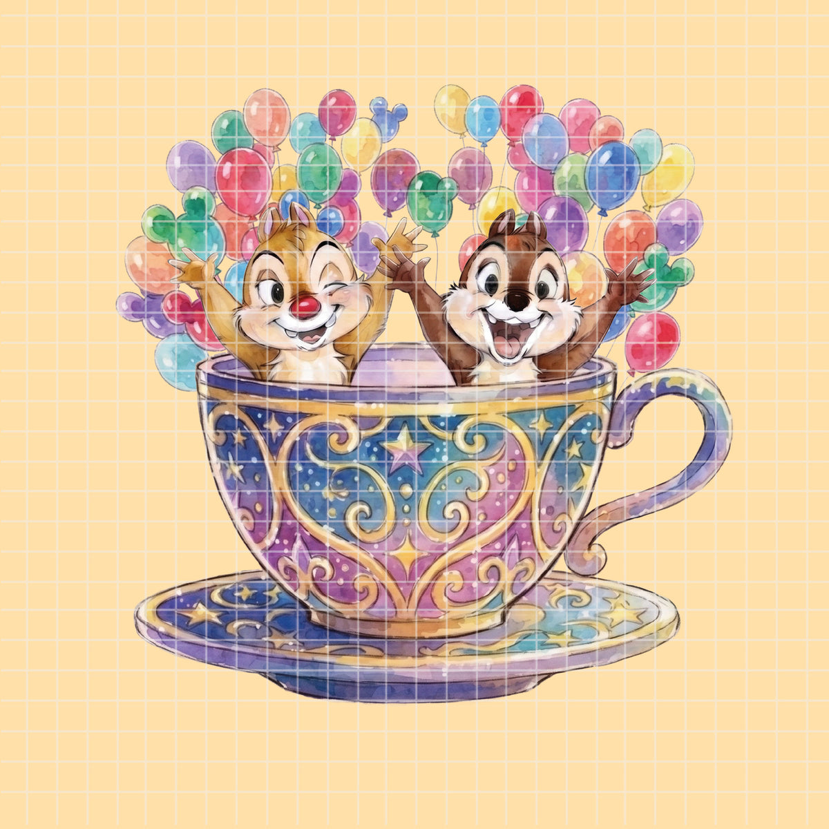 COD7345 - Chip & Dale PNG bundle Watercolor, Disney clipart.