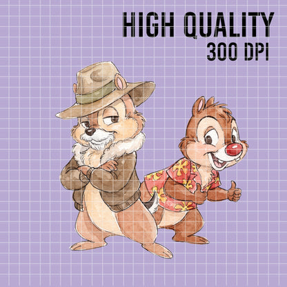 COD7345 - Chip & Dale PNG bundle Watercolor, Disney clipart.