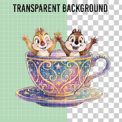 COD7345 - Chip & Dale PNG bundle Watercolor, Disney clipart.