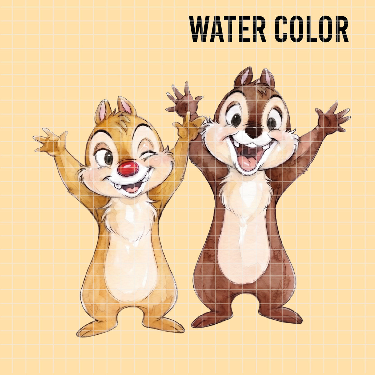 COD7346 - Chip & Dale PNG bundle Watercolor, Disney clipart.