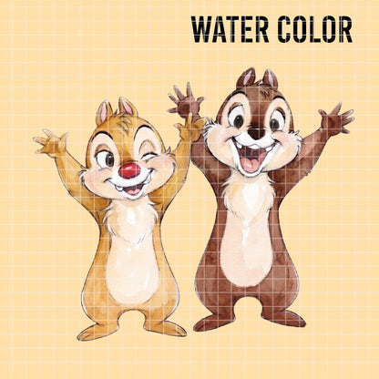 COD7346 - Chip & Dale PNG bundle Watercolor, Disney clipart.