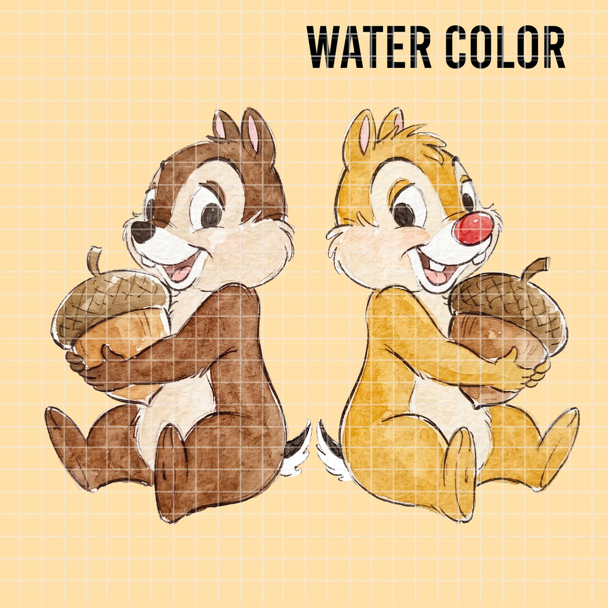 COD7347 - Chip & Dale PNG bundle Watercolor, Disney clipart.