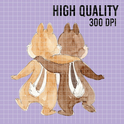 COD7347 - Chip & Dale PNG bundle Watercolor, Disney clipart.