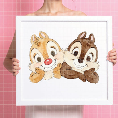 COD7347 - Chip & Dale PNG bundle Watercolor, Disney clipart.