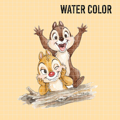 COD7348 - Chip & Dale PNG bundle Watercolor, Disney clipart.