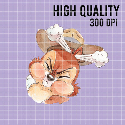 COD7348 - Chip & Dale PNG bundle Watercolor, Disney clipart.