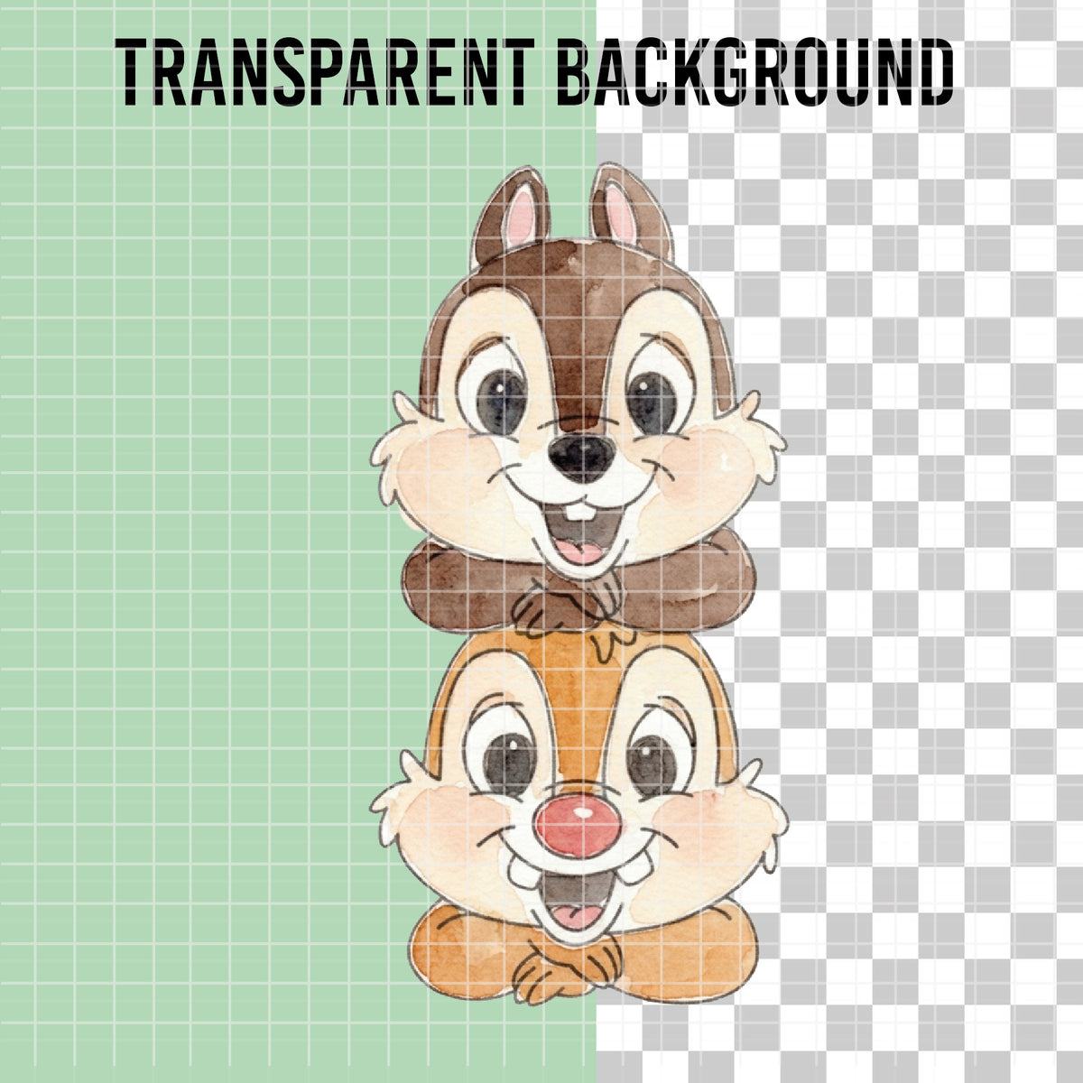COD7348 - Chip & Dale PNG bundle Watercolor, Disney clipart.