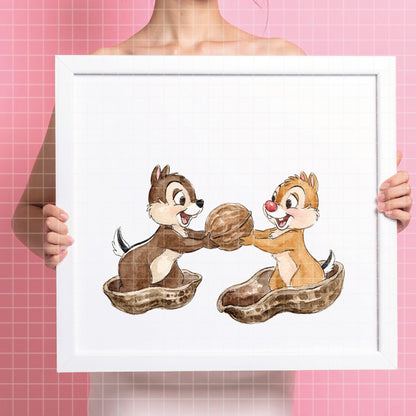 COD7348 - Chip & Dale PNG bundle Watercolor, Disney clipart.