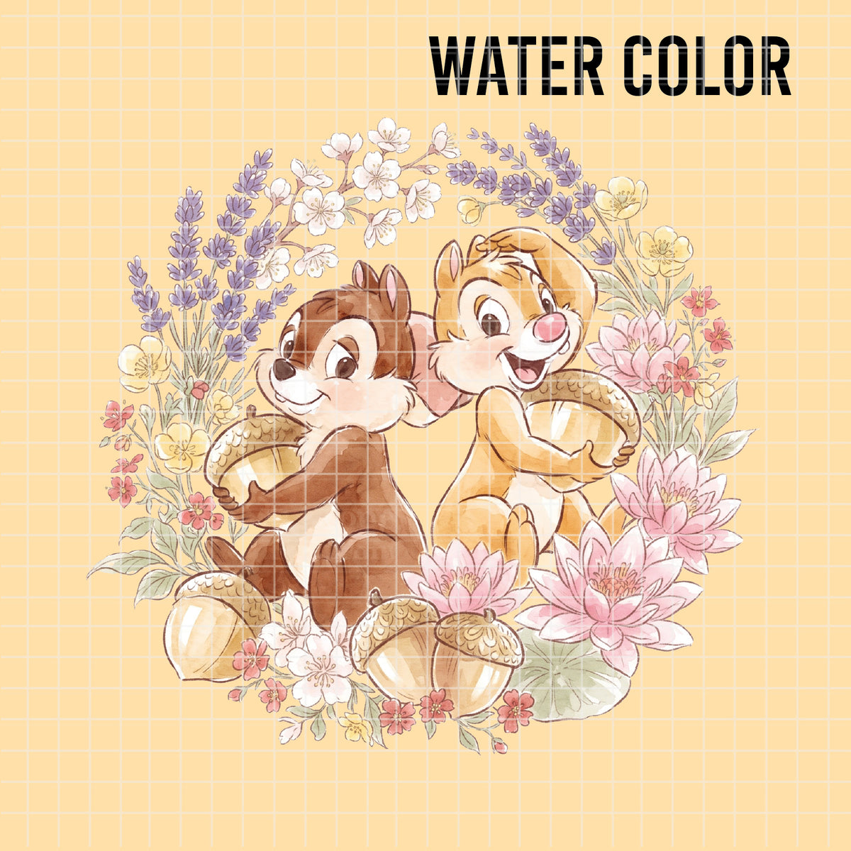 COD7349 - Chip & Dale PNG bundle Watercolor, Disney clipart.