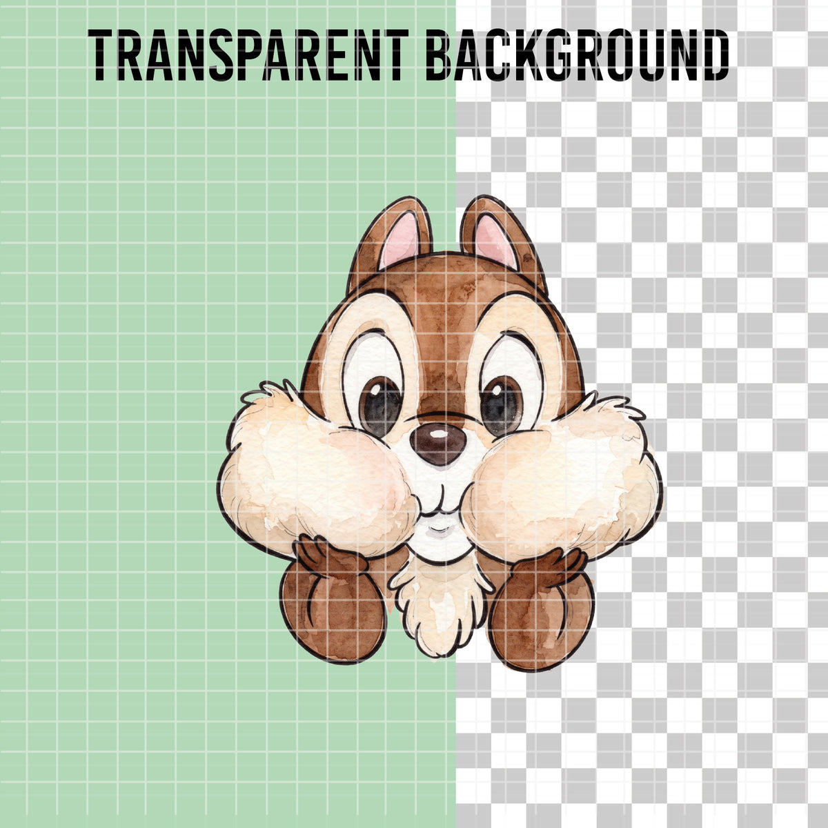 COD7349 - Chip & Dale PNG bundle Watercolor, Disney clipart.
