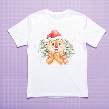 COD7350 - Chip & Dale's Christmas PNG bundle Watercolor, Disney Christmas clipart.