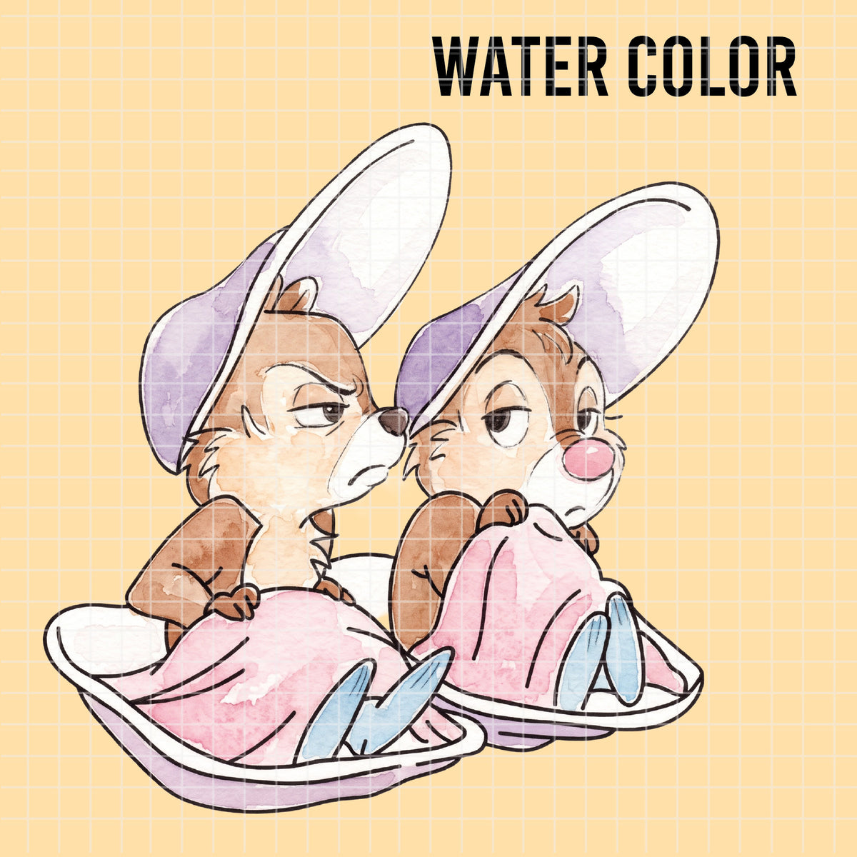 COD7352 - Chip & Dale PNG bundle Watercolor, Disney clipart.
