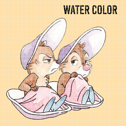 COD7352 - Chip & Dale PNG bundle Watercolor, Disney clipart.
