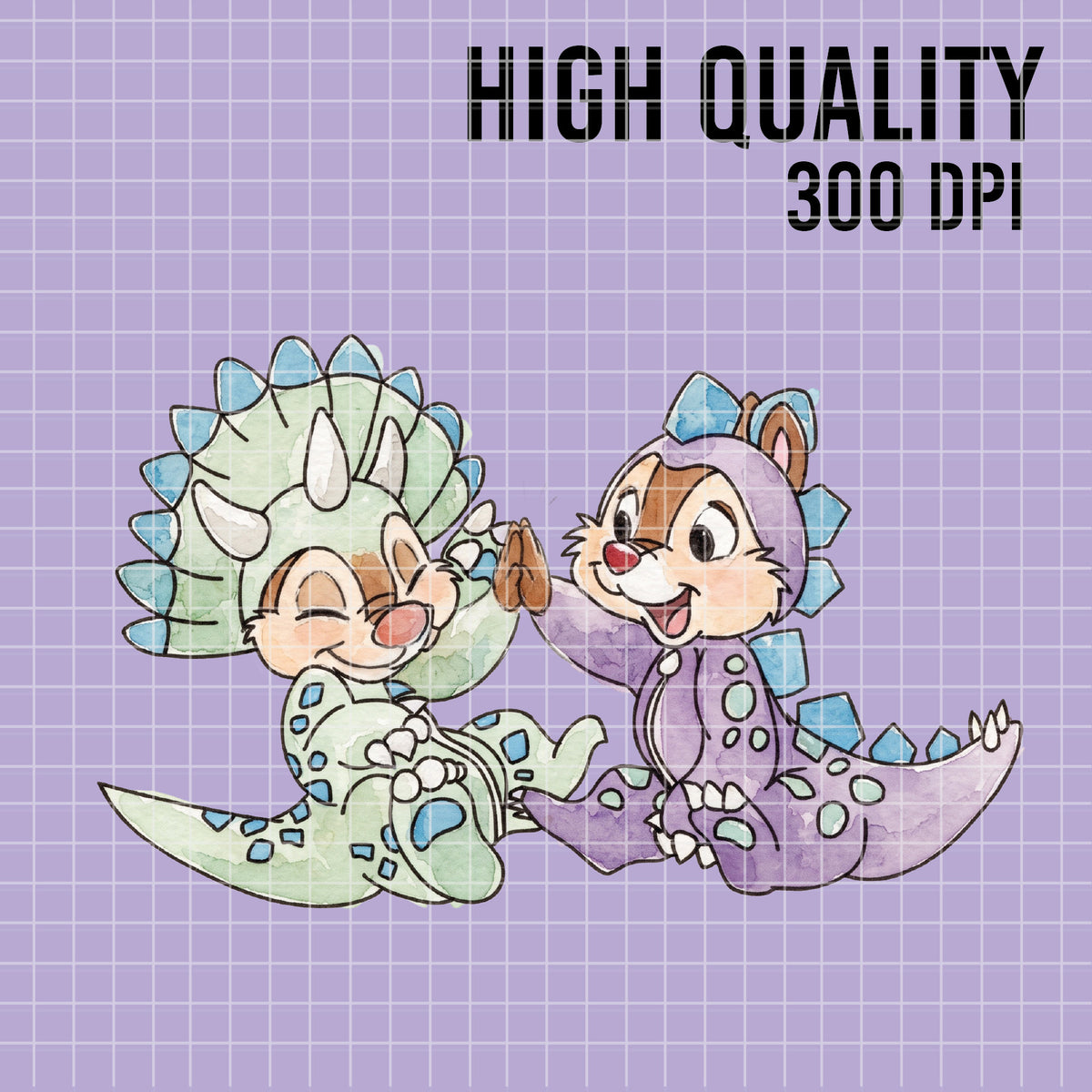 COD7352 - Chip & Dale PNG bundle Watercolor, Disney clipart.