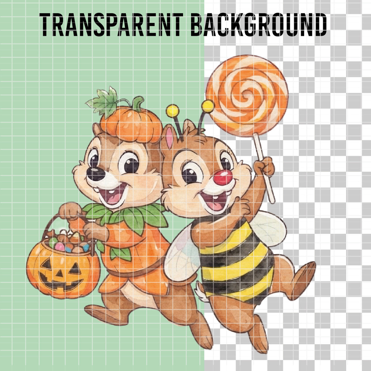 COD7352 - Chip & Dale PNG bundle Watercolor, Disney clipart.