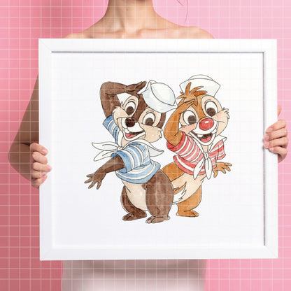 COD7352 - Chip & Dale PNG bundle Watercolor, Disney clipart.