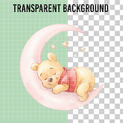 COD7357 - Winnie the Pooh PNG bundle Watercolor, Disney clipart.
