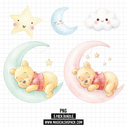 COD7357 - Winnie the Pooh PNG bundle Watercolor, Disney clipart.