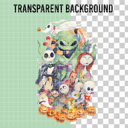 COD7361 - Jack Skellington PNG bundle Watercolor, Disney Halloween clipart.