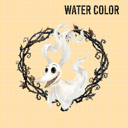 COD7362 - Zero, The nightmare before christmas PNG bundle Watercolor, Disney Halloween clipart.