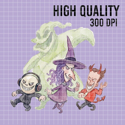 COD7364 - The Nightmare Before Christmas PNG bundle Watercolor, Disney Halloween clipart.