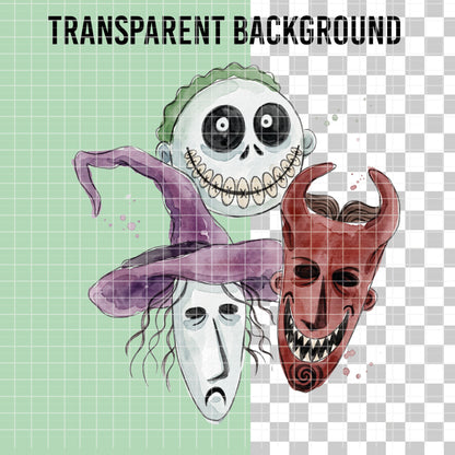 COD7364 - The Nightmare Before Christmas PNG bundle Watercolor, Disney Halloween clipart.