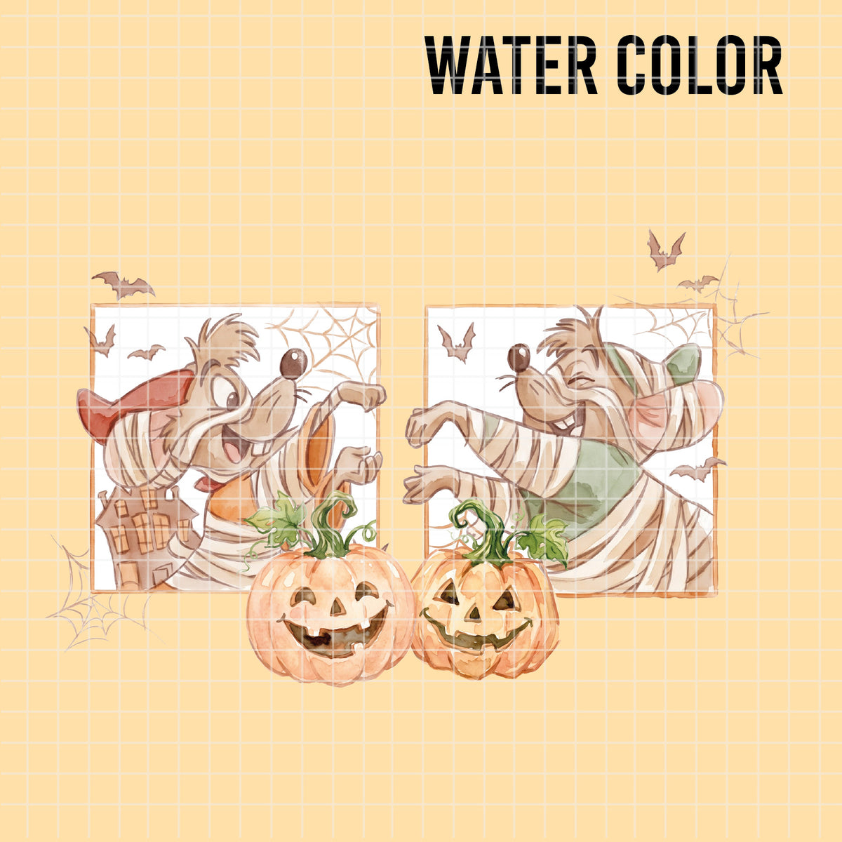 COD7375 - Jack & Gus Gus in Halloween PNG bundle Watercolor, Disney clipart.