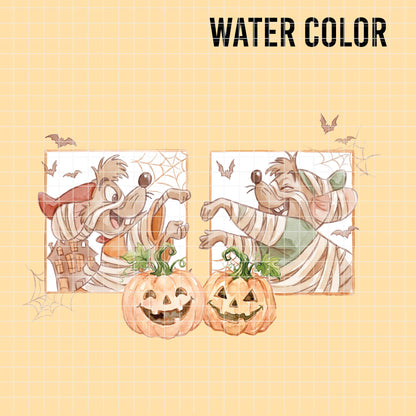 COD7375 - Jack & Gus Gus in Halloween PNG bundle Watercolor, Disney clipart.