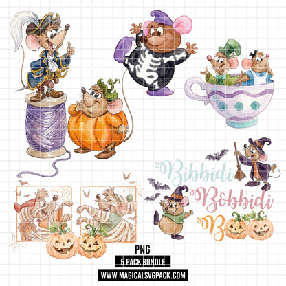 COD7375 - Jack & Gus Gus in Halloween PNG bundle Watercolor, Disney clipart.