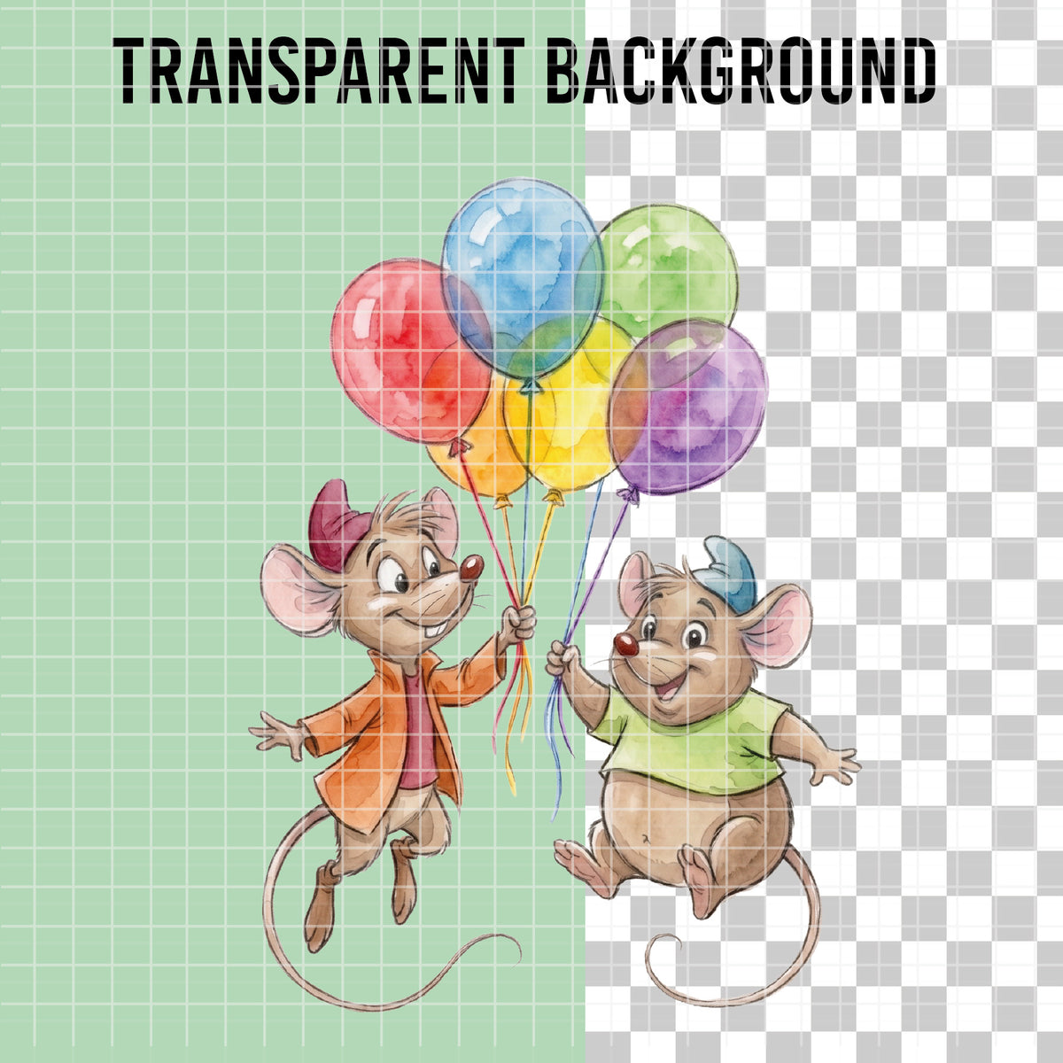COD7376 - Jack & Gus Gus PNG bundle Watercolor, Disney clipart.