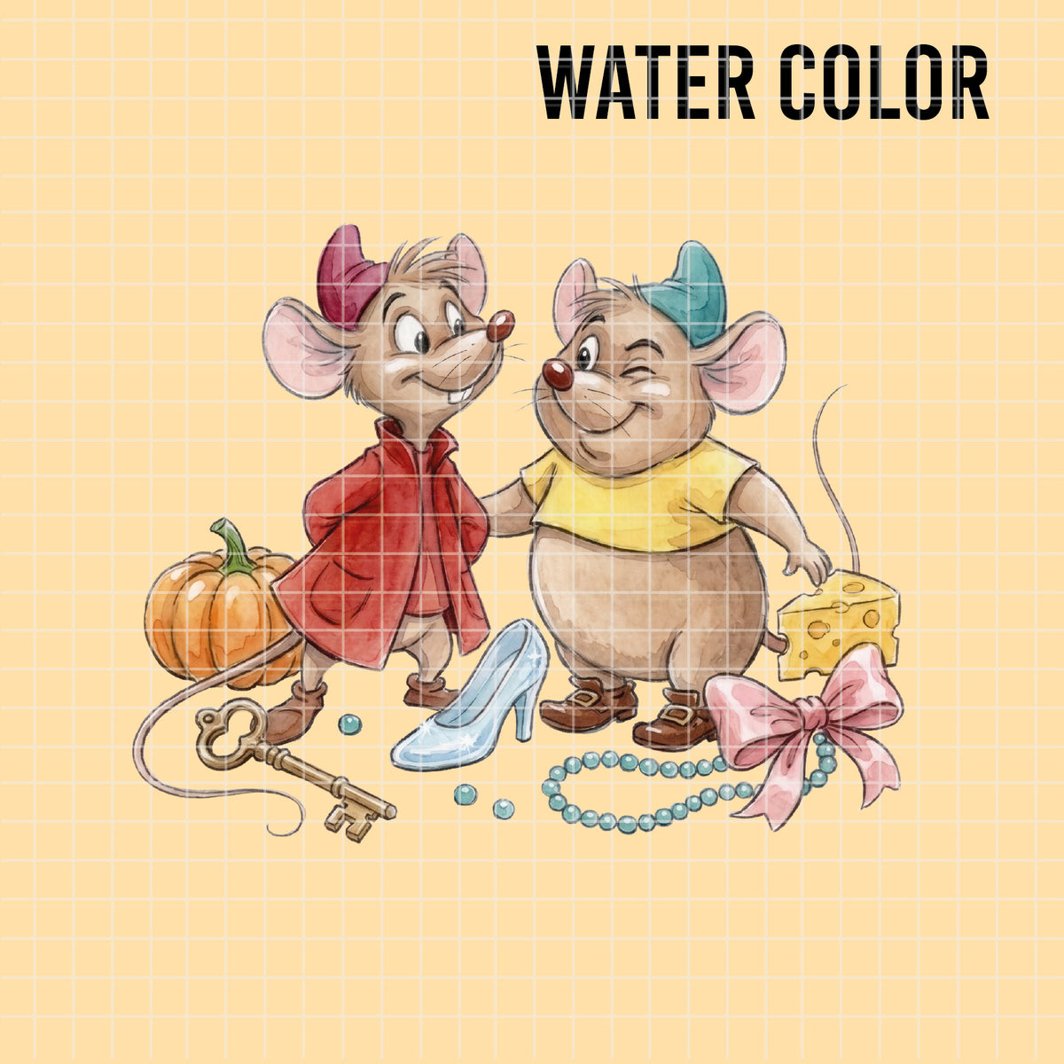 COD7377 - Jack & Gus Gus PNG bundle Watercolor, Disney clipart.