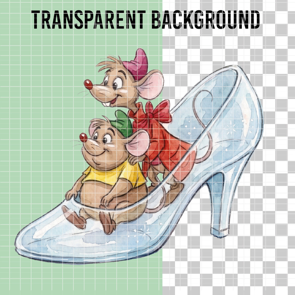 COD7377 - Jack & Gus Gus PNG bundle Watercolor, Disney clipart.