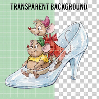 COD7377 - Jack & Gus Gus PNG bundle Watercolor, Disney clipart.