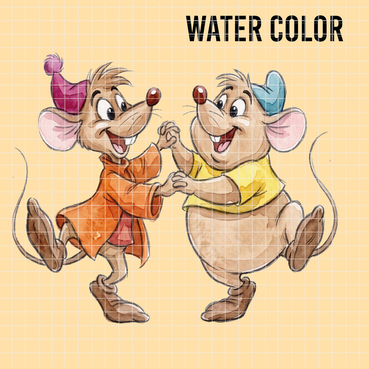 COD7378 - Jack & Gus Gus PNG bundle Watercolor, Disney clipart.