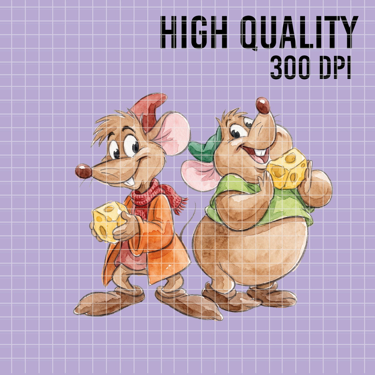 COD7378 - Jack & Gus Gus PNG bundle Watercolor, Disney clipart.