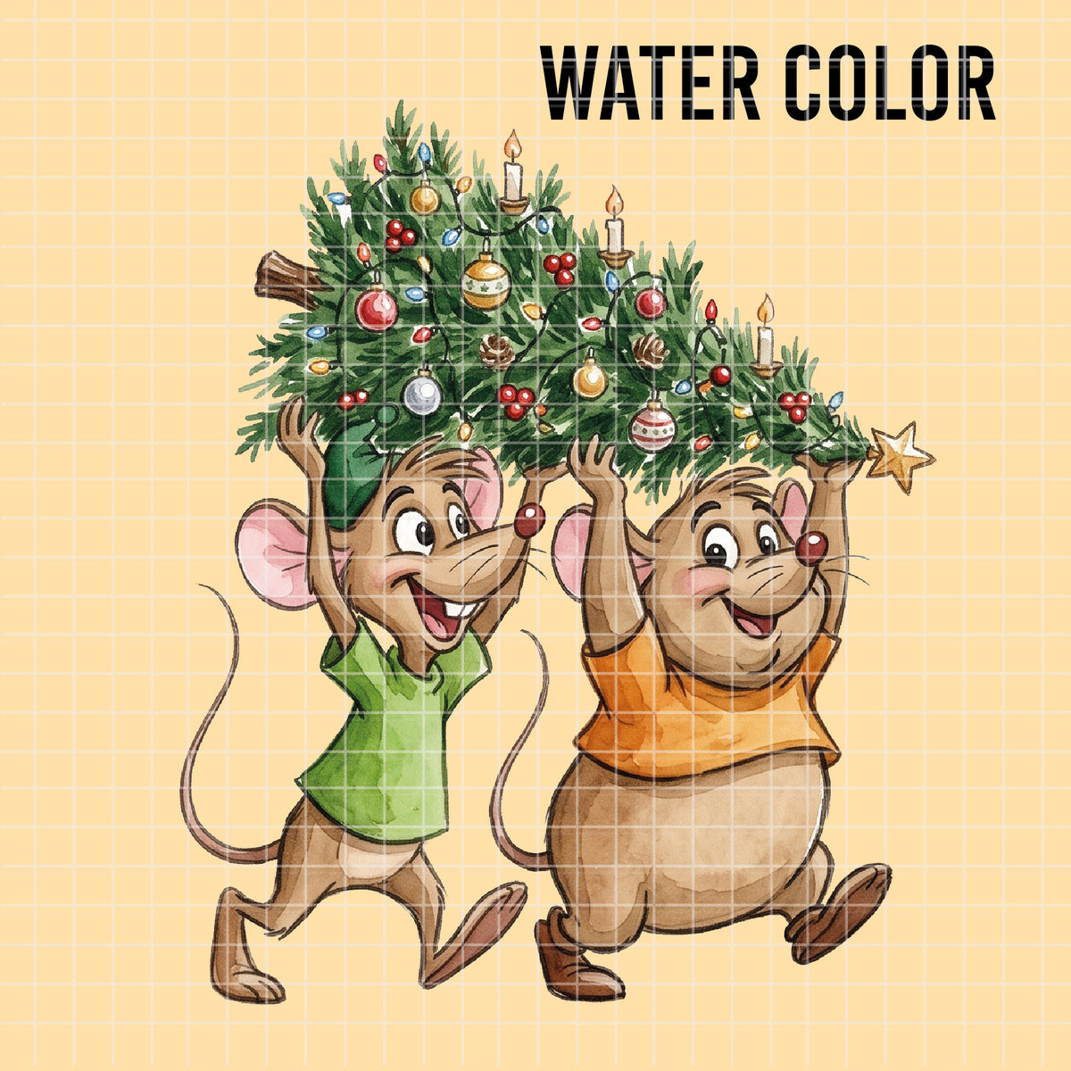 COD7382 - Lucifer, Jack & Gus Gus in Christmas PNG bundle Watercolor, Disney clipart.