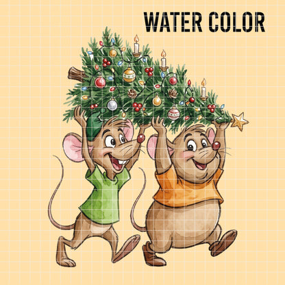 COD7382 - Lucifer, Jack & Gus Gus in Christmas PNG bundle Watercolor, Disney clipart.