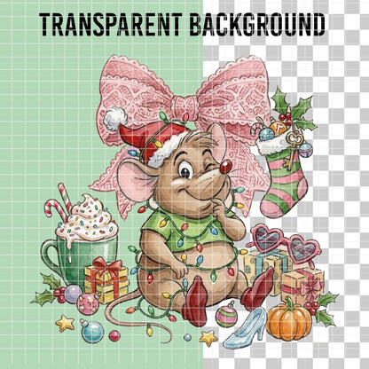 COD7382 - Lucifer, Jack & Gus Gus in Christmas PNG bundle Watercolor, Disney clipart.