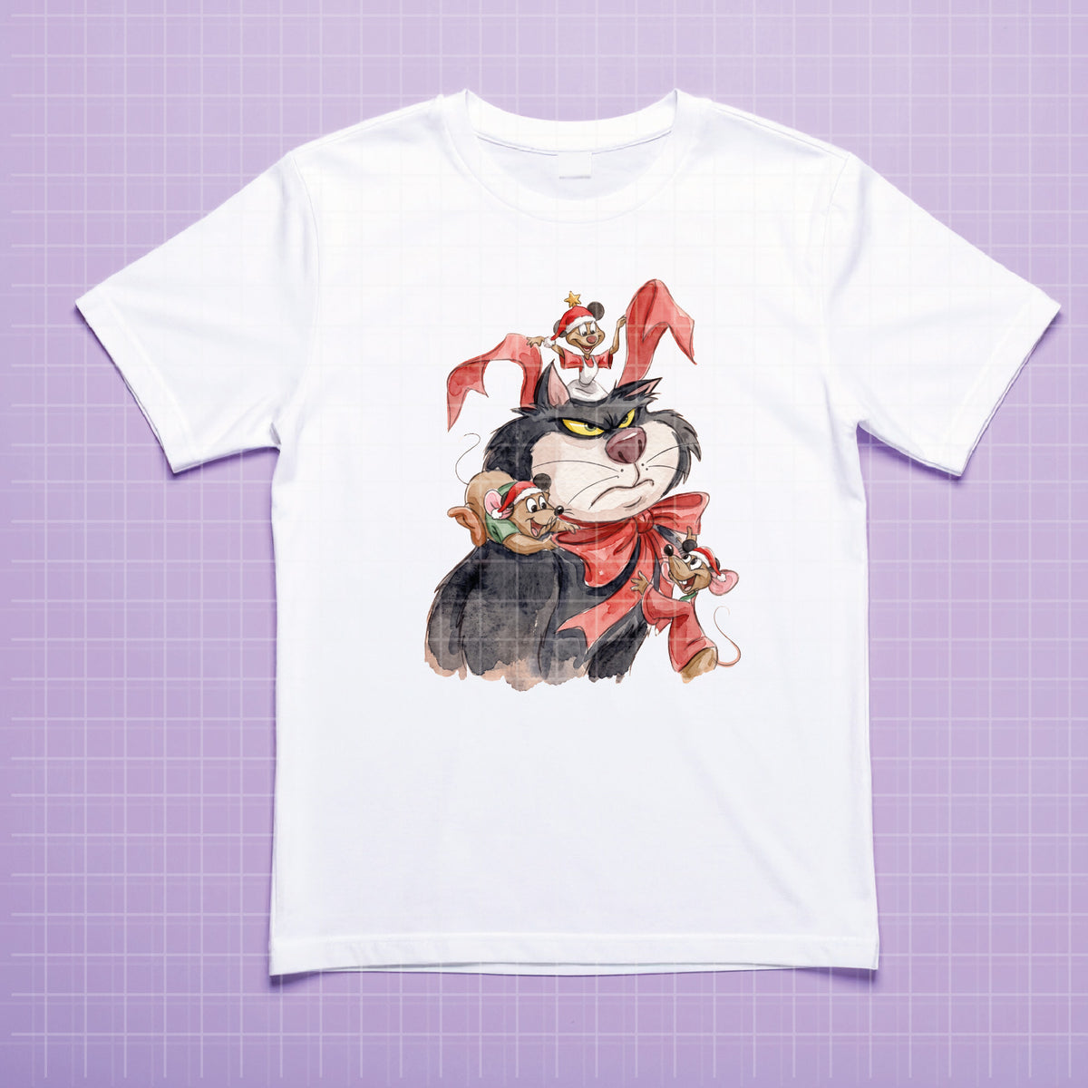 COD7382 - Lucifer, Jack & Gus Gus in Christmas PNG bundle Watercolor, Disney clipart.