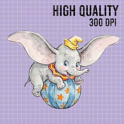 COD7383 - Baby Dumbo PNG bundle Watercolor, Disney clipart.