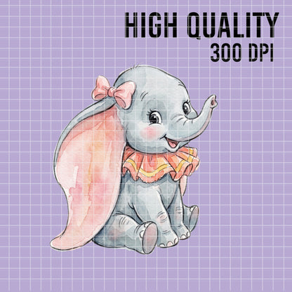 COD7384 - Baby Dumbo PNG bundle Watercolor, Disney clipart.