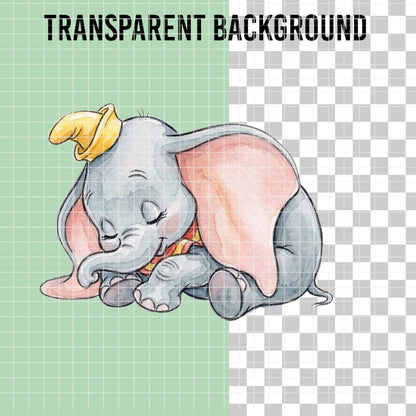 COD7384 - Baby Dumbo PNG bundle Watercolor, Disney clipart.