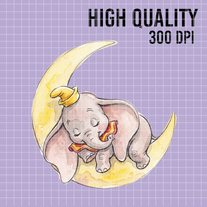 COD7385 - Mrs. Jumbo & Baby Dumbo PNG bundle Watercolor, Disney clipart.