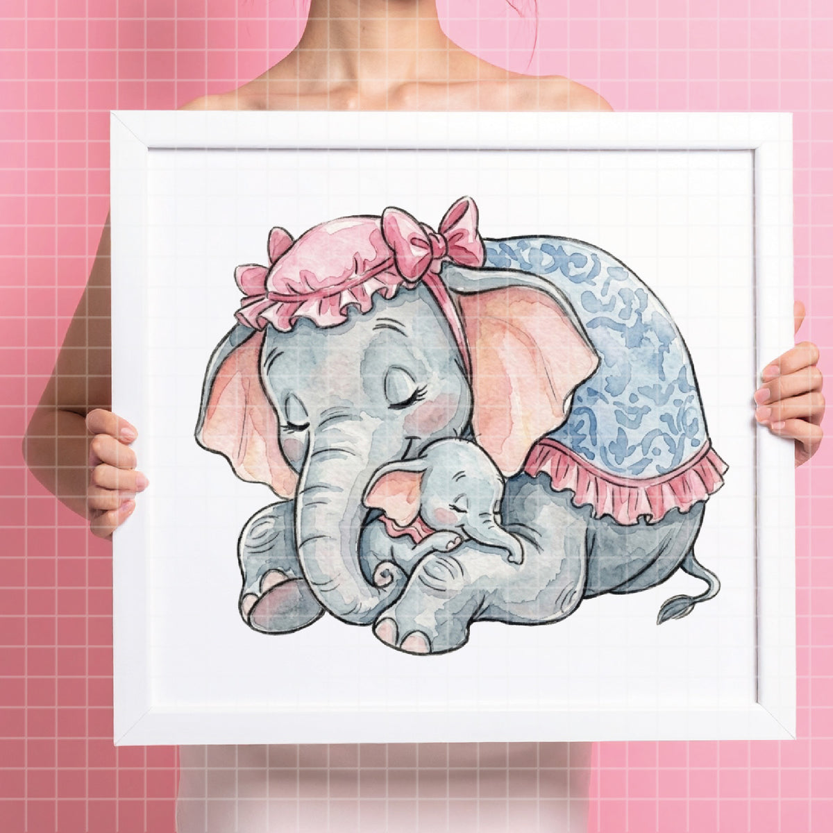 COD7385 - Mrs. Jumbo & Baby Dumbo PNG bundle Watercolor, Disney clipart.