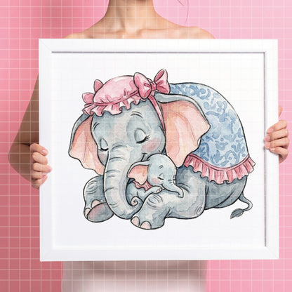 COD7385 - Mrs. Jumbo & Baby Dumbo PNG bundle Watercolor, Disney clipart.
