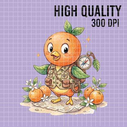 COD7391 - Orange Bird PNG bundle Watercolor, Disney clipart.