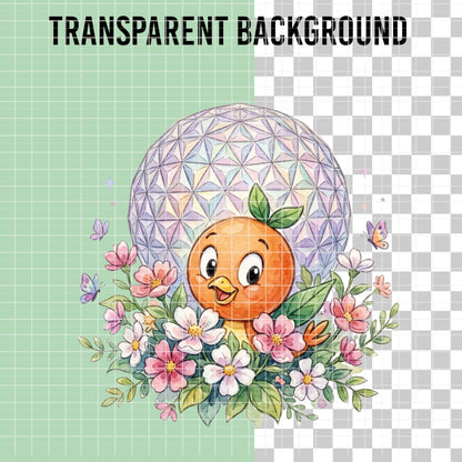 COD7391 - Orange Bird PNG bundle Watercolor, Disney clipart.