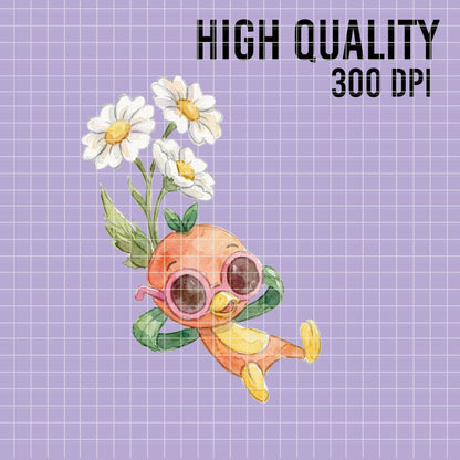 COD7392 - Orange Bird PNG bundle Watercolor, Disney clipart.