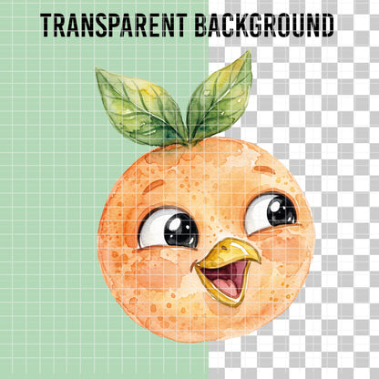 COD7392 - Orange Bird PNG bundle Watercolor, Disney clipart.